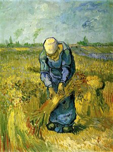 Peasant Woman Binding Sheaves After Millet — Vincent Willem Van Gogh, Post-impressionism