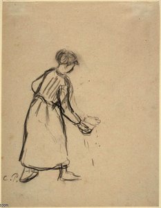 Woman Feeding Chickens — Camille Pissarro