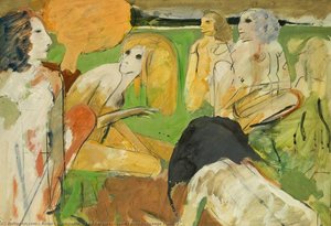 Two Harpies, Green Ground, Orange Tree — Robert Beauchamp