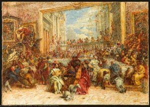 Au Salon Carré Du Louvre — Louis Beroud, Romanticism