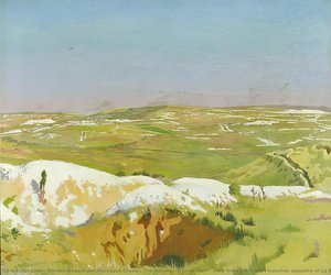 The Somme - A Clear Day : (view From The British Trenches Opposite Of La Boisselle , Showing German Front Line And Mine Craters — Sir William Newenham Montague Orpen, Impressionism