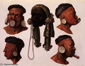 Heads Of Botocudos Indians — Gallo Gallina
