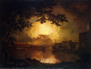 Firework Display At The Castel Sant'angelo, Rome (la Girandola) — Joseph Wright Of Derby, Romanticism