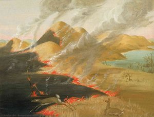 Prairie Bluffs Burning — George Catlin