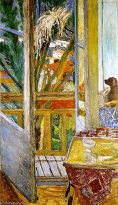 La Porte-fenetre Avec Chien, Privat — Pierre Bonnard