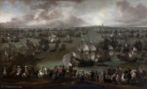 Louis Xiv (1638–1715), King Of France, Reviewing His Fleet At Dunkirk, Met By Representatives Of The City — Hendrik Van Minderhout