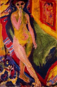 Nude Girl With Green Sofa — Ernst Ludwig Kirchner, German Expressionism