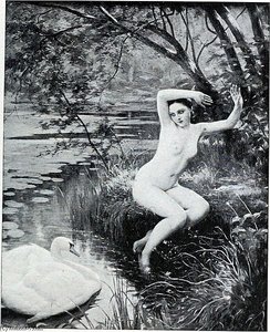 Jeune Fille Effrayee Par Un Cygne