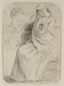 A Sleeping Woman; Study Of A Head — Paul Sandby, Neoclassicism