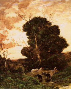 Landscape With A Bridge — Henri-joseph Harpignies, Romanticism