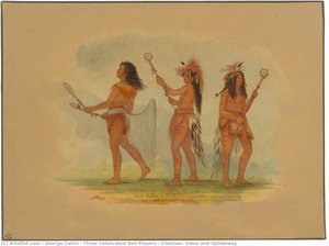 Three Celebrated Ball Players - Choctaw, Sioux And Ojibbeway — George Catlin