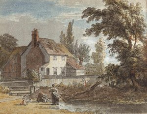 A Cottage By A River With Figures In The Foreground — Paul Sandby