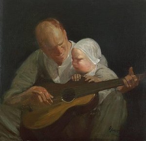 The Guitar (a Portrait Of The Artist's Brother With His Son) — George Benjamin Luks