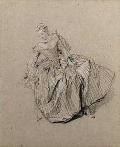 A Seated Woman, Looking Down To The Left — Nicolas Lancret