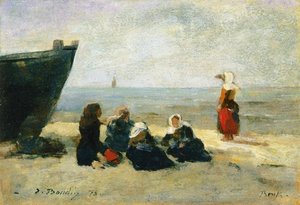 Berck, Fisherwomen On The Beach — Eugène Louis Boudin