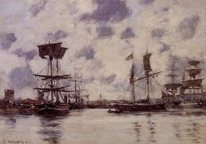Sailing Boats At Anchor — Eugène Louis Boudin