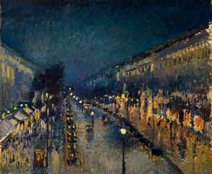The Boulevard Montmartre At Night — Camille Pissarro, Impressionism