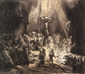 The Three Crosses (second State) — Rembrandt Van Rijn, Baroque Dramatic Light