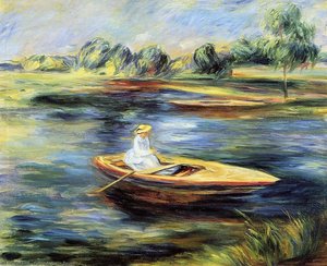 Young Woman Seated In A Rowboat — Pierre-auguste Renoir, Impressionist Painting