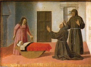 Polyptych Of St Anthony: St Anthony Resurrects A Child — Piero Della Francesca, Renaissance