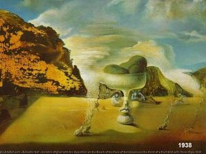 Invisible Afghan With The Apparition On The Beach Of The Face Of Garcia Lorca In The Form Of A Fruit Dish With Three Figs, 1938 — Salvador Dalí, Surrealism