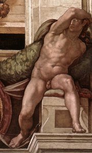 Ignudo (13) — Michelangelo Buonarroti, High Renaissance