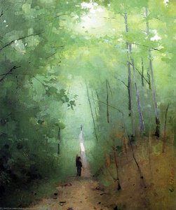 Landscape At Fontainebleau Forest — Abbott Handerson Thayer, Impressionism