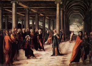 Christ And The Woman Taken In Adultery — Jacopo Tintoretto, Baroque