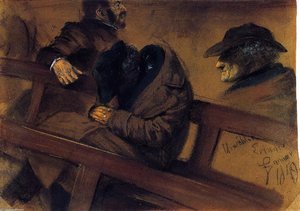 Two Voters And Study Of One The Heads — Adolph Von Menzel