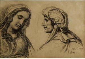 Studies Of Two Women — Jacques-louis David, Neoclassical