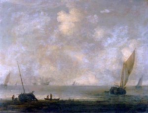 Fishermen On A Shore With Shipping — Abraham Hendricksz. Van Beyeren