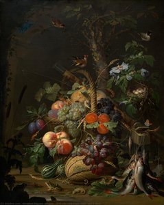 Still Life With Fruit, Fish, And A Nest — Abraham Mignon (minjon)