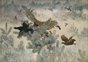 Hawk And Black-game — Bruno Andreas Liljefors