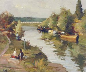 Lovers On The River Bank At Amoureux, (1955) — Marcel Dyf