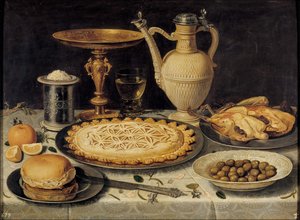 Table With Orange, Olives And Pie — Clara Peeters, Baroque