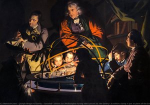 Untitled, Known As A Philosopher Giving That Lecture On The Orrery, In Which A Lamp Is Put In Place Of The Sun Or The Orrery — Joseph Wright Of Derby
