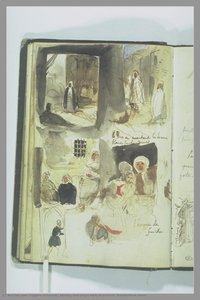 Streets And Shops With Characters, Handwritten Notes — Eugène Delacroix