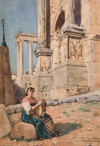 Girl With Tambourine On The Arch Of Titus, Roman Forum — Enrico Tarenghi