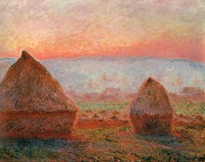 Haystacks At Giverny, The Evening Sun — Claude Monet