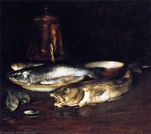 Fish, Plate And Copper Pot — William Merritt Chase