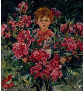 Boy With Red Peonies