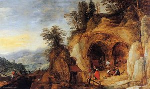 Mountainous Landscape With Caves — Joos De Momper The Younger