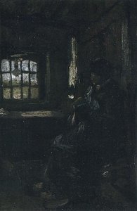Peasant Woman Darning Stockings — Vincent Willem Van Gogh, Post-impressionism