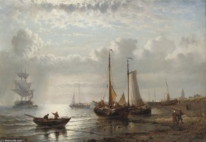 Fishing Vessels Moored By A Coast