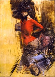 Lady In Red Coat — Giovanni Boldini, Impressionism