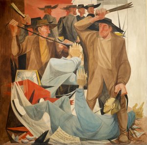 History Of San Francisco Mural Beating The Chinese By At Rincon Annex Post Office Located Near The Embarcadero At 101 Spear Street, San Francisco, California — Anton Refregier, Social Realism