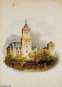 Castle Zwanen From Belved_re Sun — Hendrik Barend Koekkoek