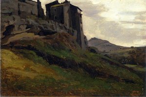 Marino, Large Buildings On The Rocks — Jean-baptiste-camille Corot, Impressionism