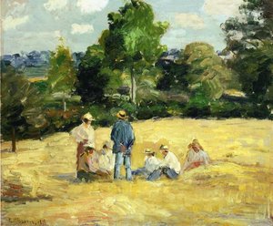 Resting Harvesters, Montfoucault — Camille Pissarro