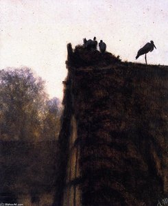 Thatched Roof with Storks' Nest
